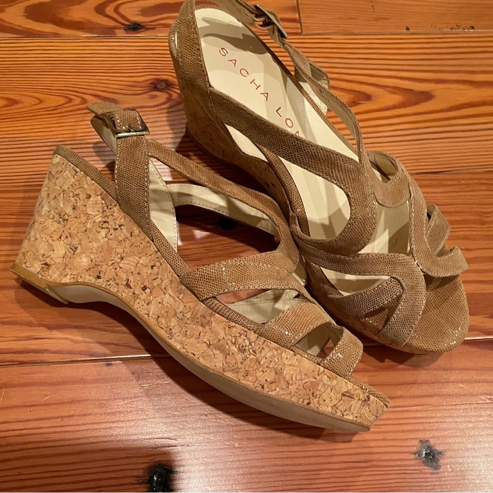 tan wedges -Sacha London
